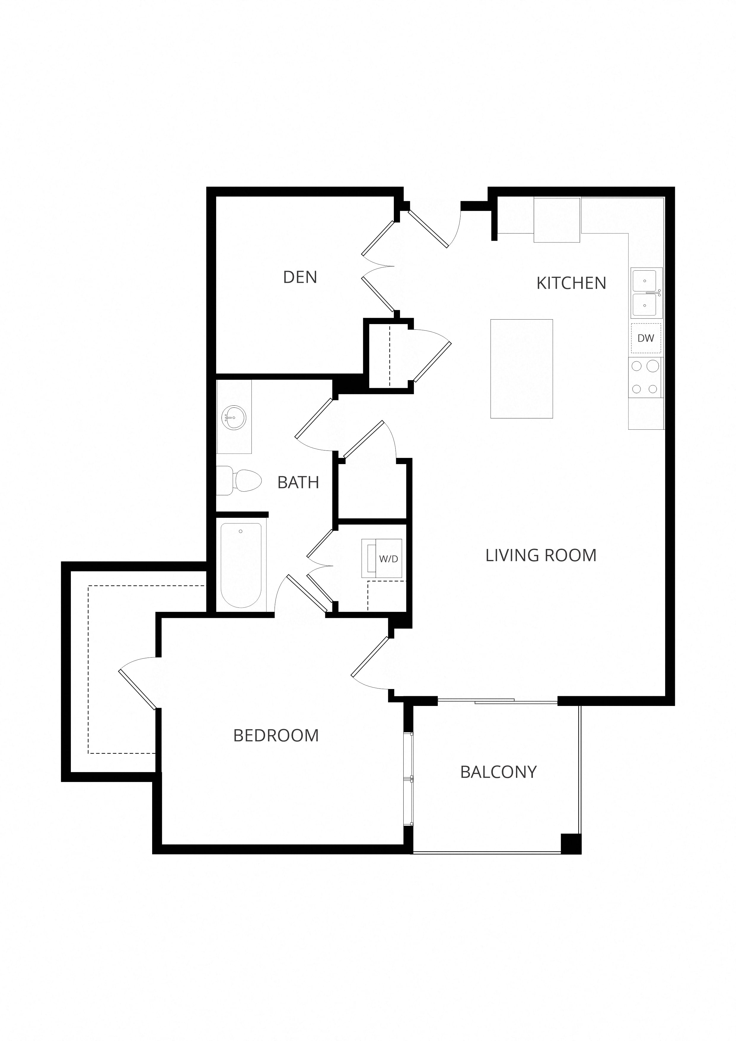 1x1 Den F floor plan